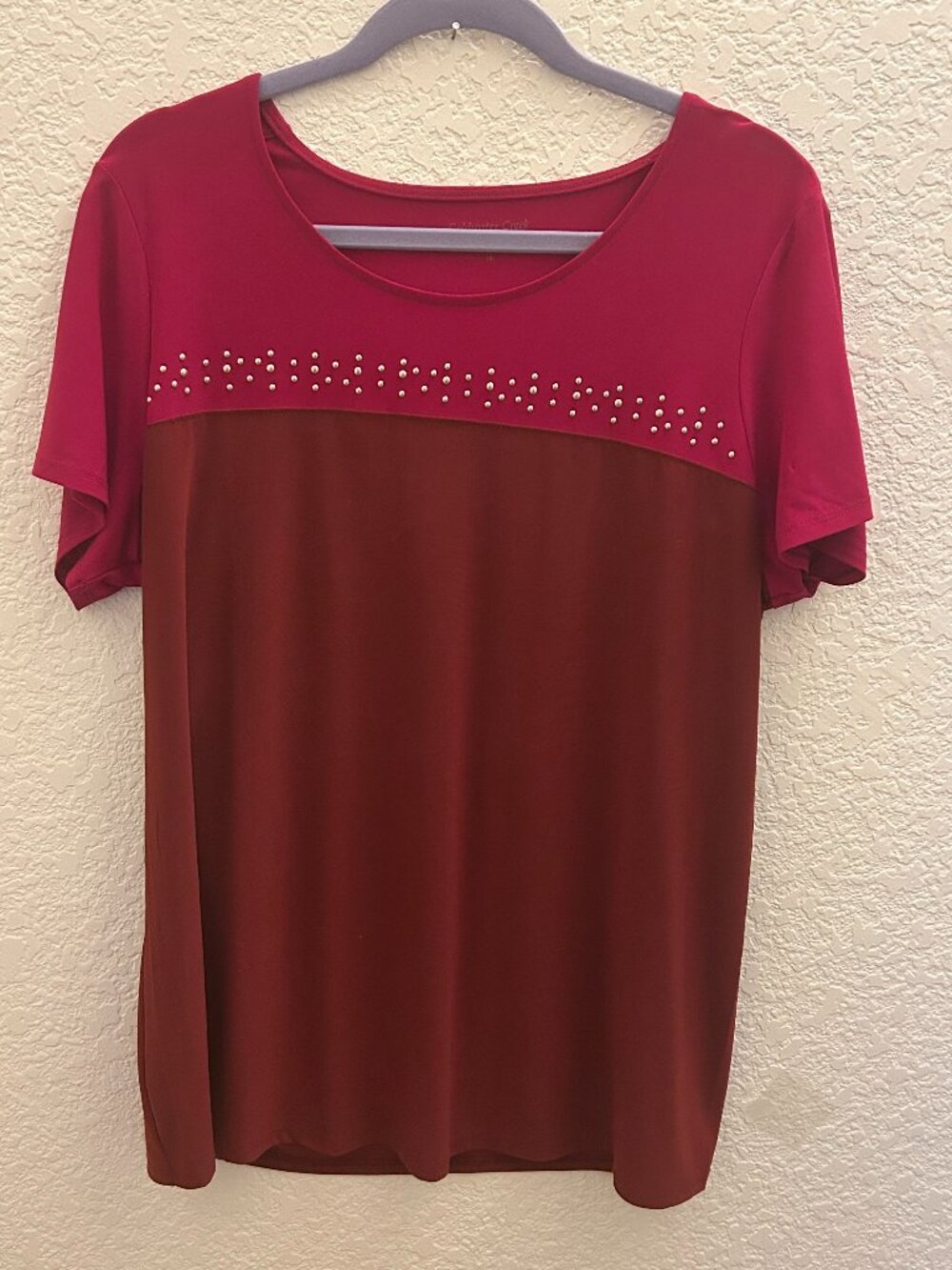 Coldwater Creek top XL, Polyester/spandex, gold studs